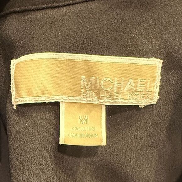 MICHAEL Michael Kors Black Semi Sheer Collared Gold Half Zip Sleeveless Blouse - Picture 13 of 14